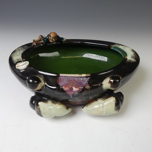 233 - An unusual 20thC Japanese studio pottery Dish, possibly a Brush Washer, in the form of a crab with f... 