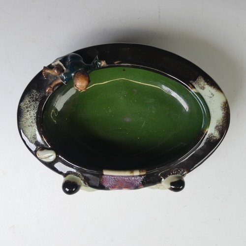 233 - An unusual 20thC Japanese studio pottery Dish, possibly a Brush Washer, in the form of a crab with f... 