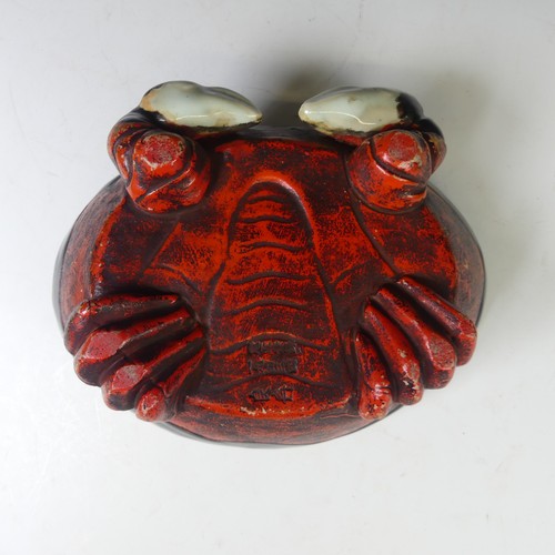 233 - An unusual 20thC Japanese studio pottery Dish, possibly a Brush Washer, in the form of a crab with f... 