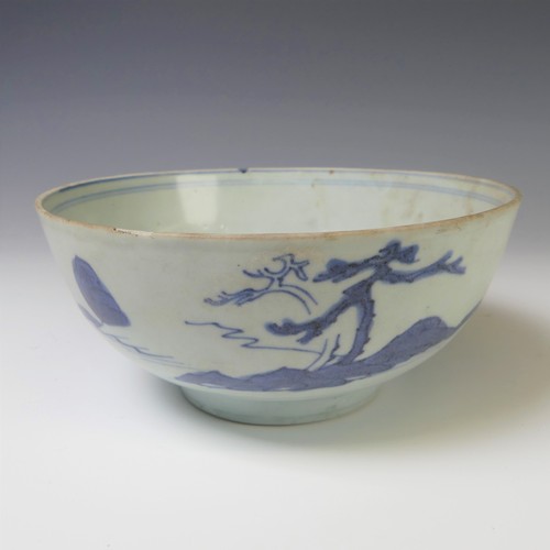 243 - A Chinese Nanking cargo blue and white porcelain Bowl, decorated in typical underglaze style with Ch... 