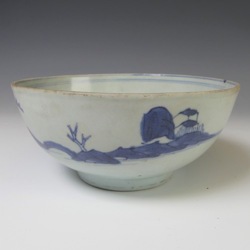 243 - A Chinese Nanking cargo blue and white porcelain Bowl, decorated in typical underglaze style with Ch... 