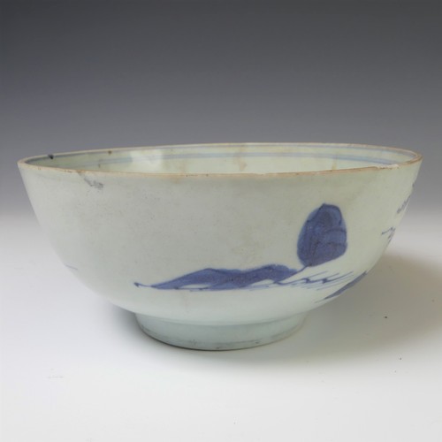 243 - A Chinese Nanking cargo blue and white porcelain Bowl, decorated in typical underglaze style with Ch... 