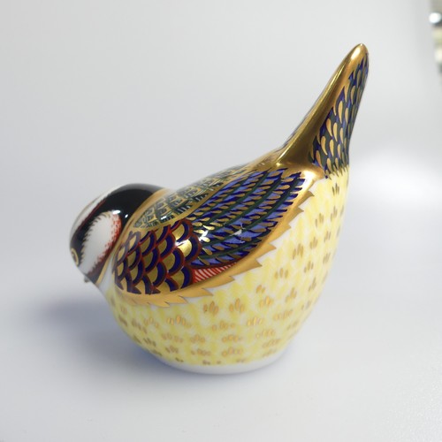 122 - A small quantity of Royal Crown Derby Paperweights, to comprise Derby Wren, silver stopper, boxed, D... 