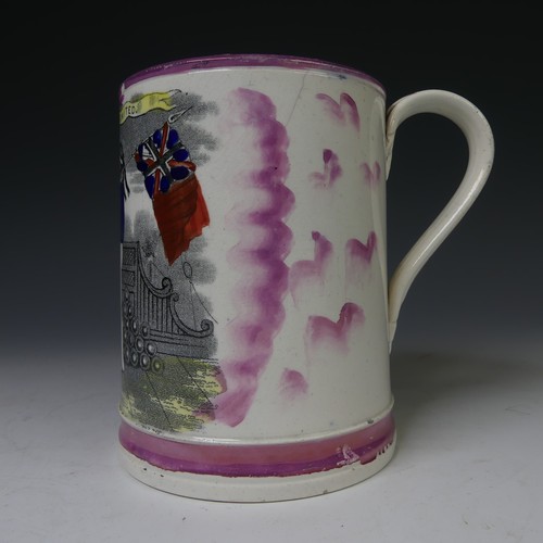 9 - A 19thC Sunderland lustre Frog Mug, celebrating relations between Britain and France with over-paint... 