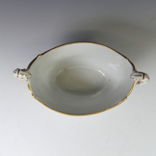 52 - A Worcester Flight, Barr and Barr Sucrier, decorated with cobalt blue banding and gilding, on Saucer... 