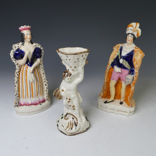 65 - A pair of mid 19thC Staffordshire Figures, possibly modelled on Macbeth and Lady Macbeth (Sarah Sidd... 