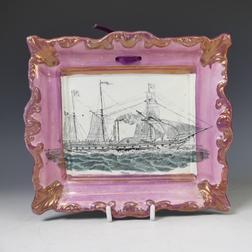 70 - A quantity of 19thC Sunderland lustre Wall Plaques, to comprise an unusual 'The Mariner's Compass' P... 