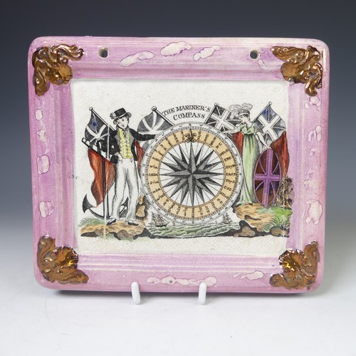 70 - A quantity of 19thC Sunderland lustre Wall Plaques, to comprise an unusual 'The Mariner's Compass' P... 