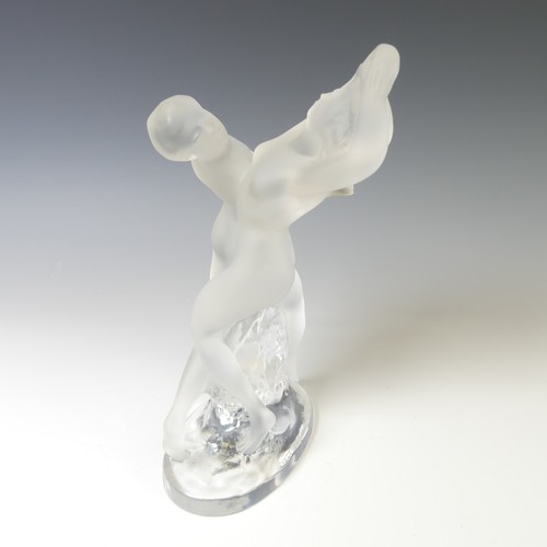 135 - A Lalique frosted glass 'Deux Danseuses' Figure, depicting two dancers intertwined on clear glass ba... 