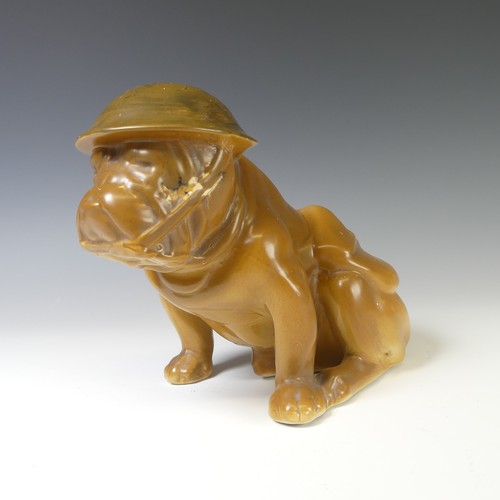 149 - A Royal Doulton WWII British 'Tommy' Bulldog, modelled in helmet in seated position, factory stamp t... 