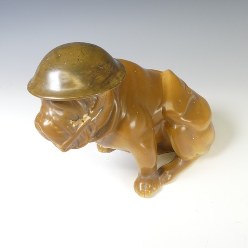 149 - A Royal Doulton WWII British 'Tommy' Bulldog, modelled in helmet in seated position, factory stamp t... 