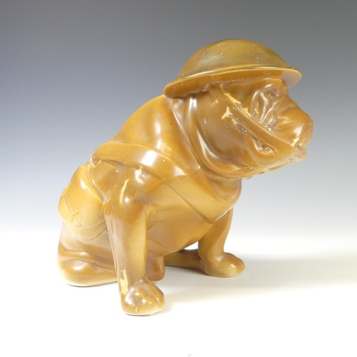 149 - A Royal Doulton WWII British 'Tommy' Bulldog, modelled in helmet in seated position, factory stamp t... 