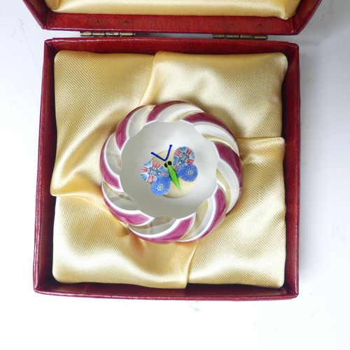 152 - A Perthshire butterfly Paperweight, with double overlay containing central butterfly, signature to u... 