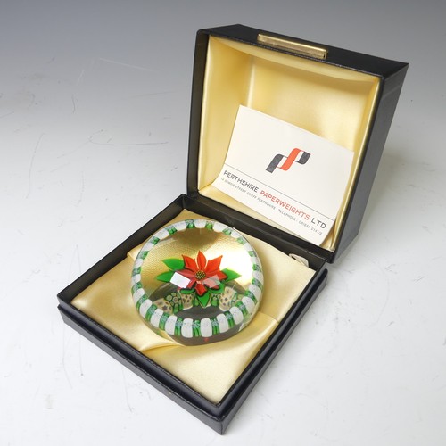 157 - A Perthshire Paperweight limited edition Christmas Paperweight, 1976, edition 228/350, with fitted b... 