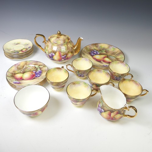 175 - A David Bowkett (ex Royal Worcester) hand-painted porcelain Tea Service, in the typical Worcester st... 