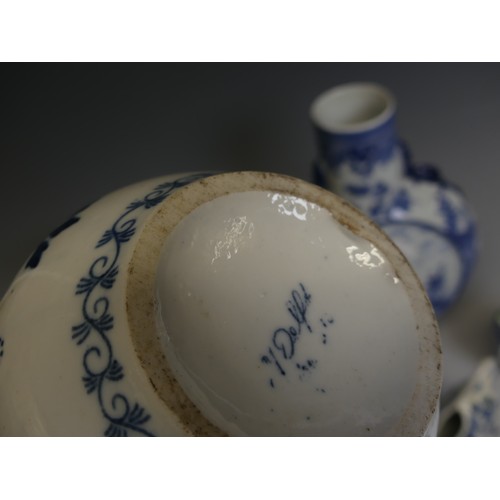 198 - A quantity of decorative blue and white Ceramics, to comprise Delft Vase, Cow Creamer, etc. and meat... 