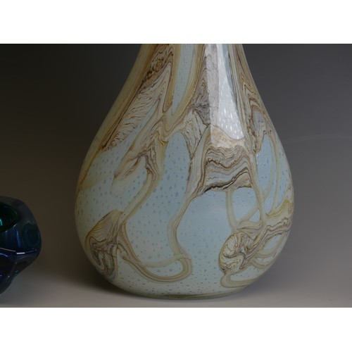 206 - A large art glass Vase, of stretched body form, with with ground and agate like colourations, H 57cm... 