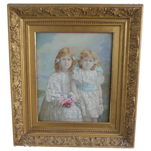 277 - A pair of early 20thC Portrait Miniatures of young girls, watercolour on ivory, indistinctly signed ... 