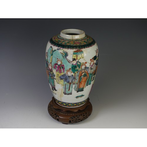 261 - An antique Chinese famille verte Vase, with colourful enamels depicting figures, four character mark... 