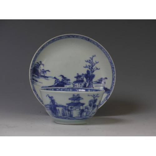 256 - A Nanking Cargo porcelain Teabowl and Saucer, decorated in underglaze blue, with Christies lot label... 