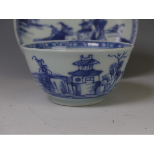 256 - A Nanking Cargo porcelain Teabowl and Saucer, decorated in underglaze blue, with Christies lot label... 