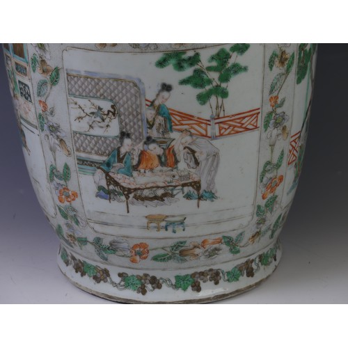 246 - A large early 20thC Chinese famille verte Vase, of baluster form with scenes interspersed with flora... 