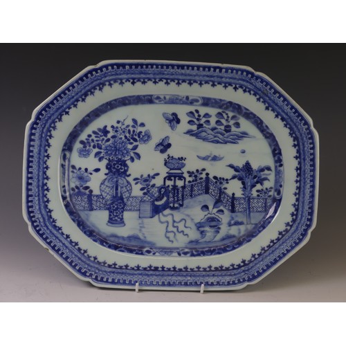 201 - An antique Chinese blue and white Meat Platter, decorated in typical style together with a quantity ... 