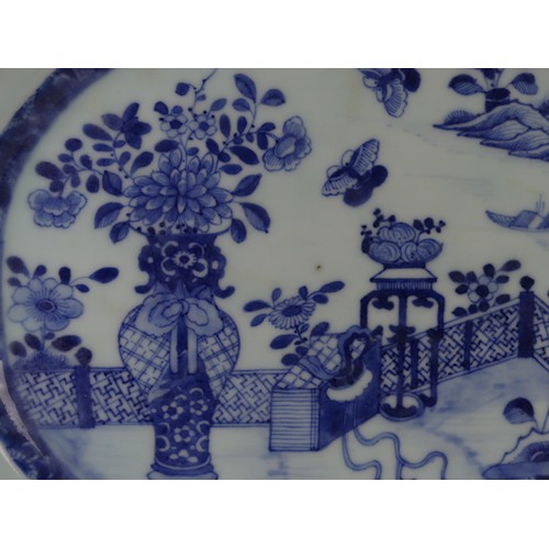 201 - An antique Chinese blue and white Meat Platter, decorated in typical style together with a quantity ... 