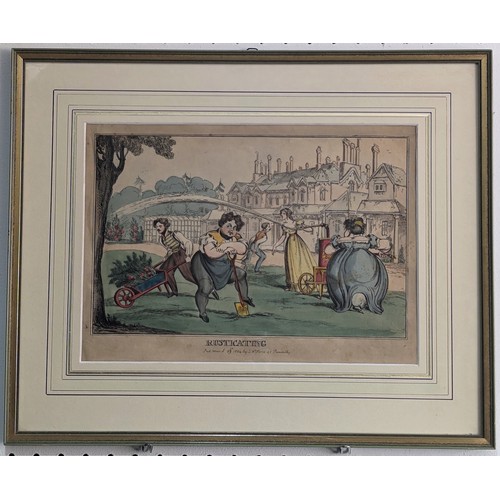 299 - Five Georgian satirical cartoon Prints with hand-coloured aquatint, including after Rowlandson, 'CIT... 