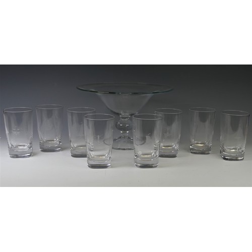 190 - A set of eight maritime interest Orrefors glass Tumblers, circa 1930, together with a large glass Di... 