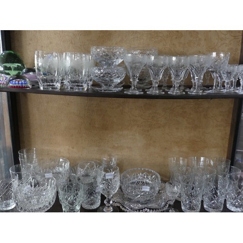 148 - A large quantity of cut and etched crystal Glassware, comprising of ; 'Stuart' tudor vine leaf etche... 