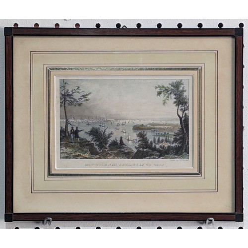 298 - Currier & Ives, A New England Home, hand coloured lithograph,20cm x 31.4cm, together with three ... 