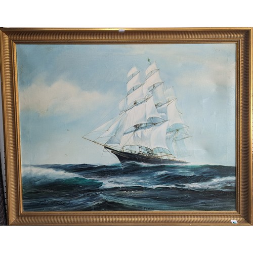 294 - Paul Richardson (British, 20th century), A tea clipper at sea, oil on canvas, signed Paul Richardson... 