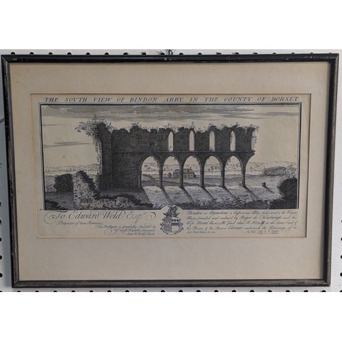 291 - An antique etching of 'A General View of Old England', coloured, 30cm x 26cm, together with an etchi... 