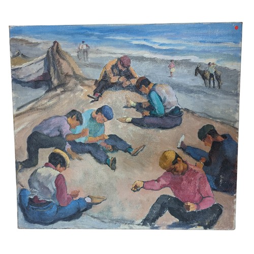 367 - Beryl Newman (Trist) (1906-1991), oil sketch for Mending the Nets, Costa Del Sol, Spain, oil on canv... 