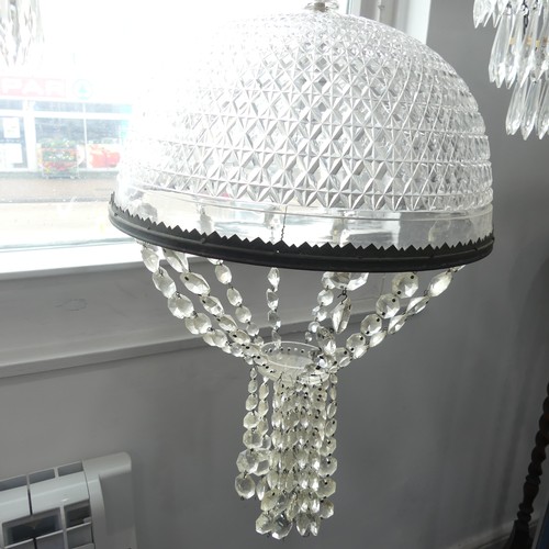 139 - An Antique cut glass Chandelier, in the shape of a dome, W 32 cm.