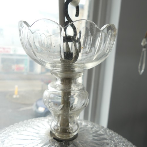 139 - An Antique cut glass Chandelier, in the shape of a dome, W 32 cm.