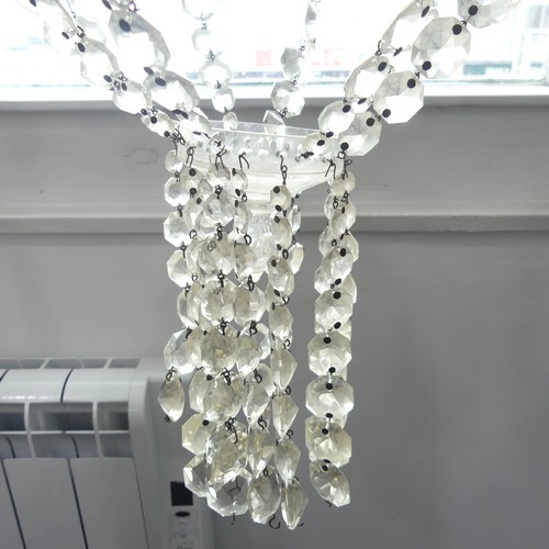 139 - An Antique cut glass Chandelier, in the shape of a dome, W 32 cm.