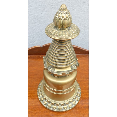 218 - An antique Buddhist reliquary Stupa (Tibet - Chorten), of typical form, the base with consecration s... 