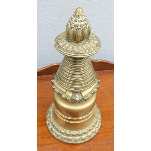 218 - An antique Buddhist reliquary Stupa (Tibet - Chorten), of typical form, the base with consecration s... 