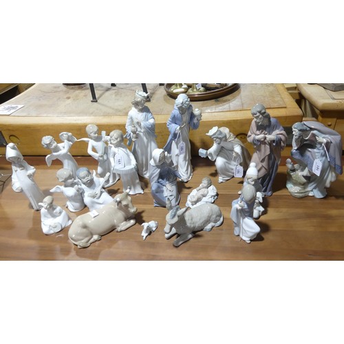 161 - An extensive Lladro and Nao collection of Nativity Figures, comprising Lladro Saint Joseph, Angels, ... 