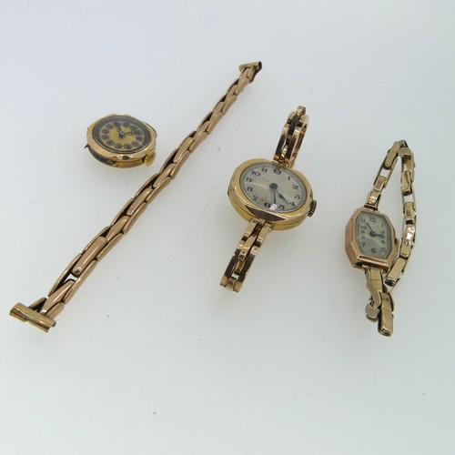 285 - A 9ct gold lady's Wristwatch, the octagonal silvered dial with Arabic numerals and Swiss 15-jewels m... 