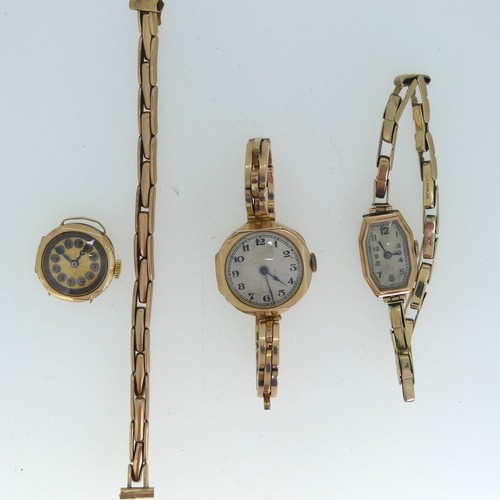 285 - A 9ct gold lady's Wristwatch, the octagonal silvered dial with Arabic numerals and Swiss 15-jewels m... 