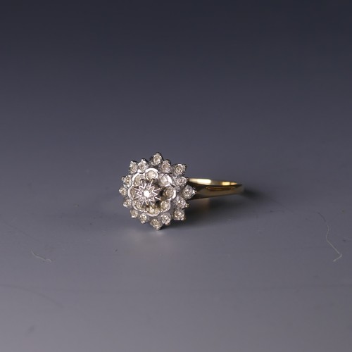 239 - A 9ct gold and diamond point cluster Ring, Size V, 3.6g, together with a 14ct gold cross pendant 2g,... 