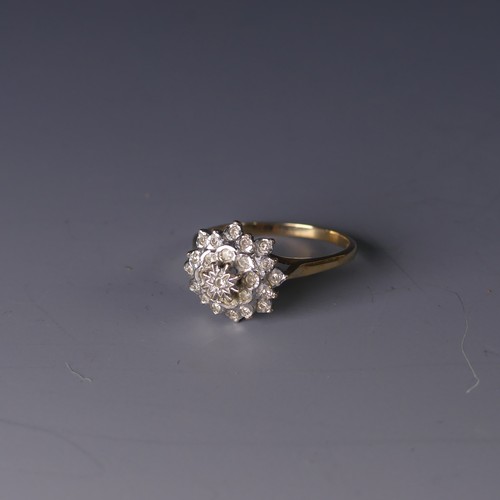 239 - A 9ct gold and diamond point cluster Ring, Size V, 3.6g, together with a 14ct gold cross pendant 2g,... 