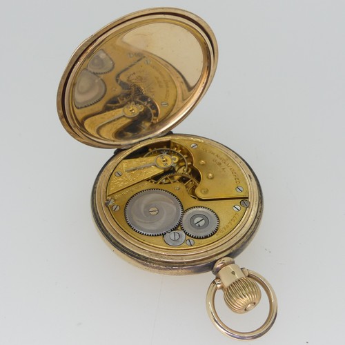 286 - A gold plated hunter Pocket Watch, the white enamel dial signed 'Elgin' with Roman Numerals and subs... 