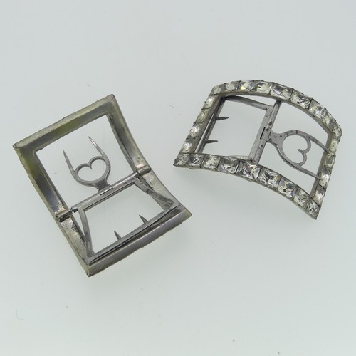 242 - A cased pair of Georgian 'black dot' paste Buckles, of typical domed rectangular form with white met... 