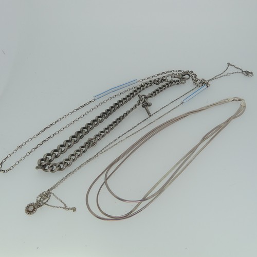 245 - A graduated silver Watch Chain, each link individually marked, with T-Bar and clip, together with a ... 