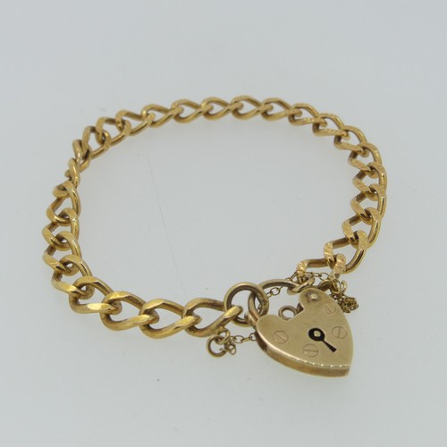 182 - A 9ct yellow gold curb link Bracelet, with padlock clasp, 17cm long, total weight 11.8g.... 