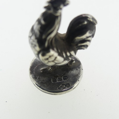 34 - Sampson Mordan; An Edwardian silver Novelty Seal, hallmarked Chester 1908, in the form of a cockerel... 